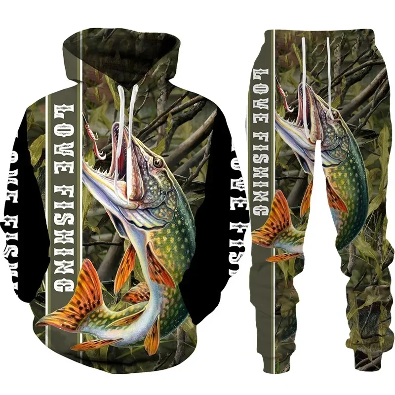 Outdoor Hunting Hoodie - Cooler Karpfenangel-3D-Druck Unisex Hoodie/Anzug Harajuku Streetwear