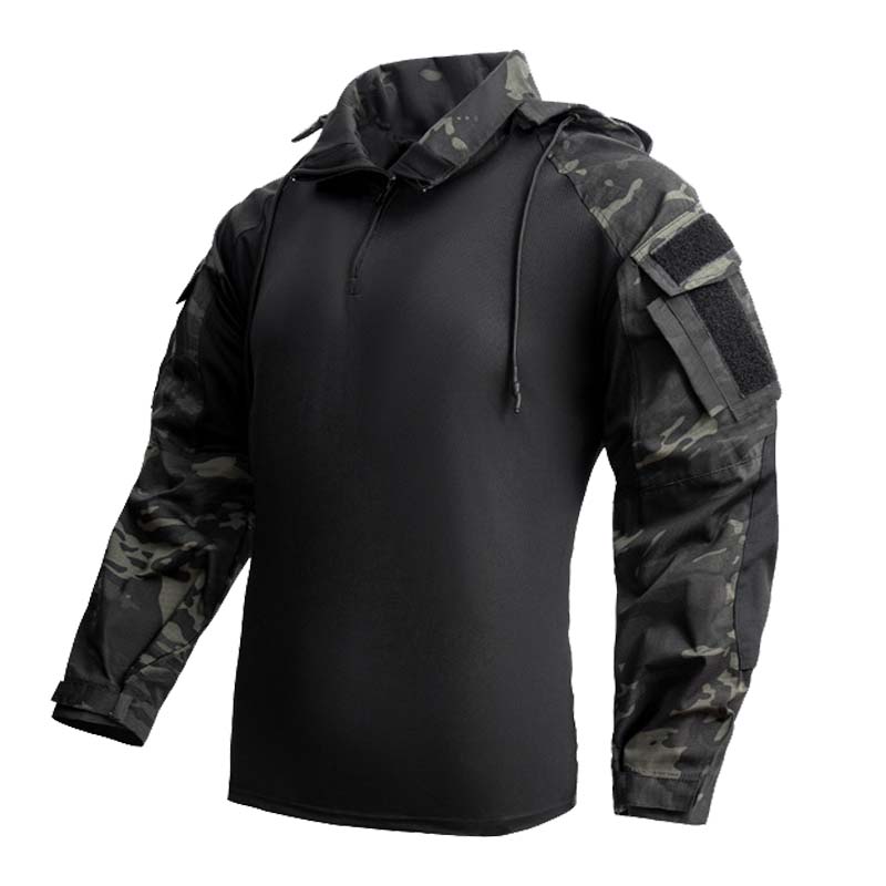 Outdoor Hunting T Shirts - Herren T-Shirts 1/4 Zip Langarmshirts Kapuzen
