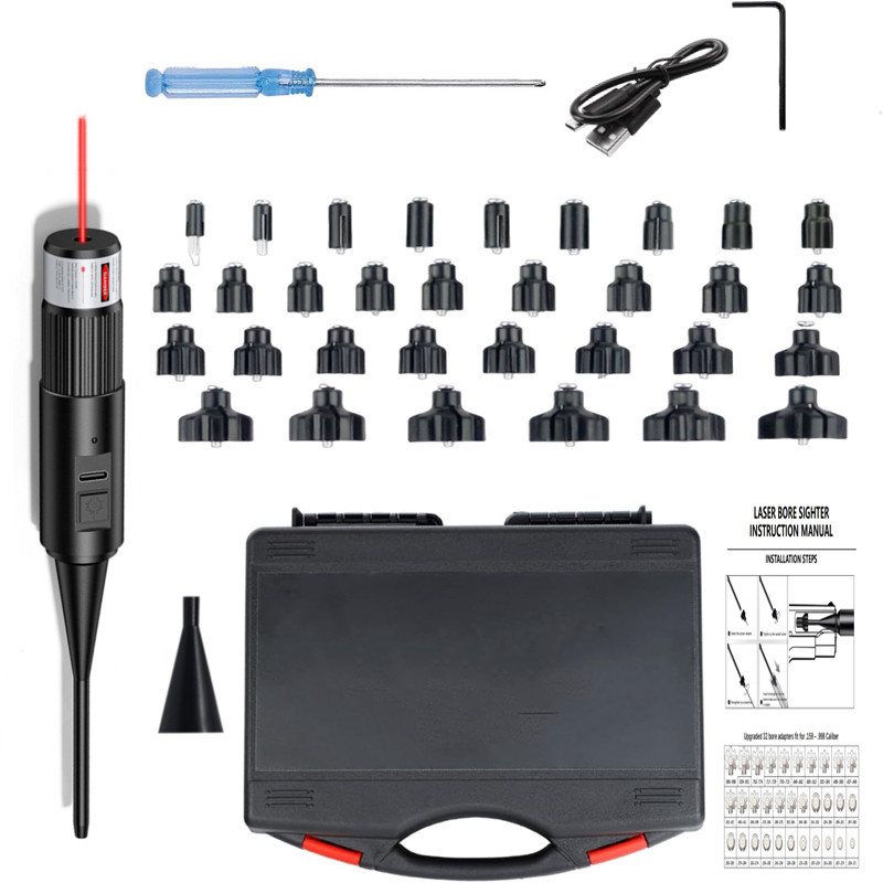 Laser Boresighter Kit - Universelles Laser-Bohrungsvisier-Set für Laserkollimator Kaliber 0,17–0,78