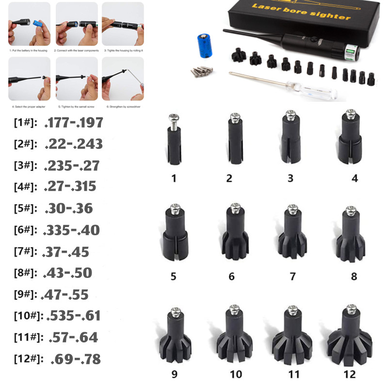 Laser Boresighter Kit - Taktisches Laser-Boresighter-Set Grün Rot für Kaliber
