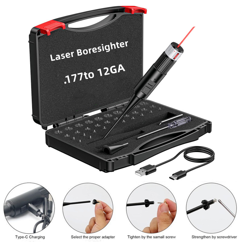 Laser Boresighter Kit - Wiederaufladbares Laser-Bore-Sight-Kit.17.177.22LR bis 12GA Kaliber Boresighter